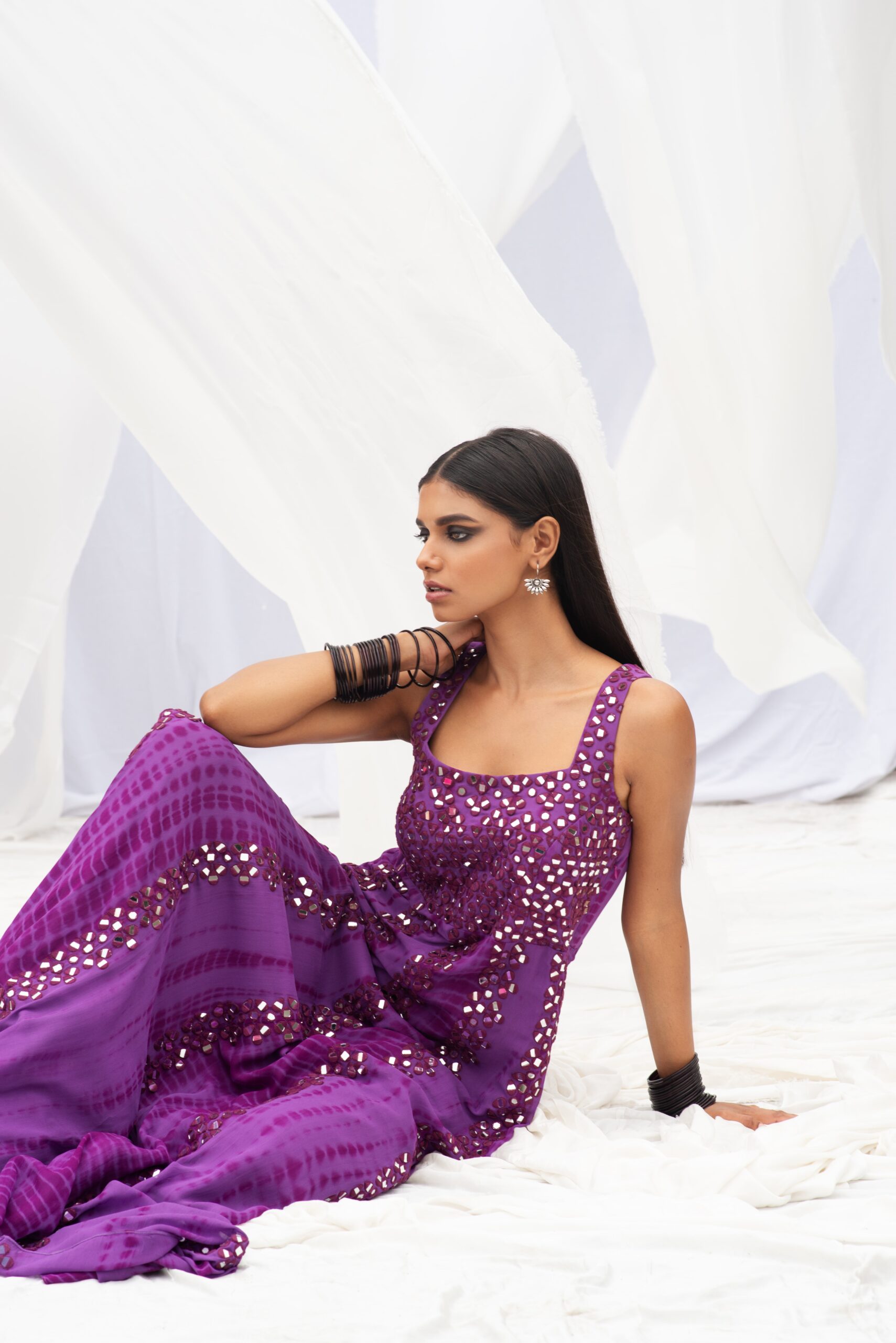 CLASSIC ANARKALI WITH DUPATTA HAVING UNIQUE TEXTURES AND MIRROR WORK - Image 10