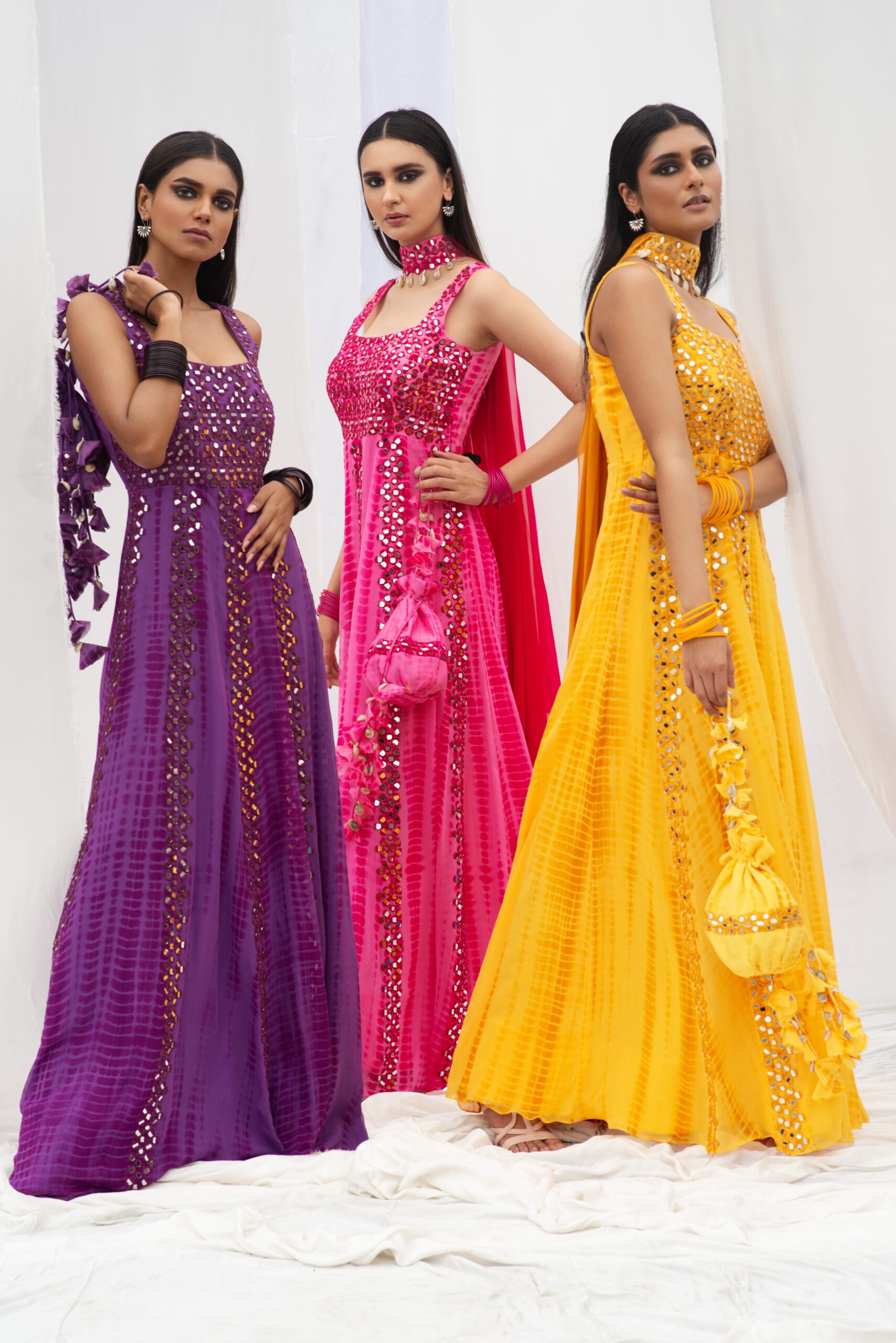 CLASSIC ANARKALI WITH DUPATTA HAVING UNIQUE TEXTURES AND MIRROR WORK - Image 3