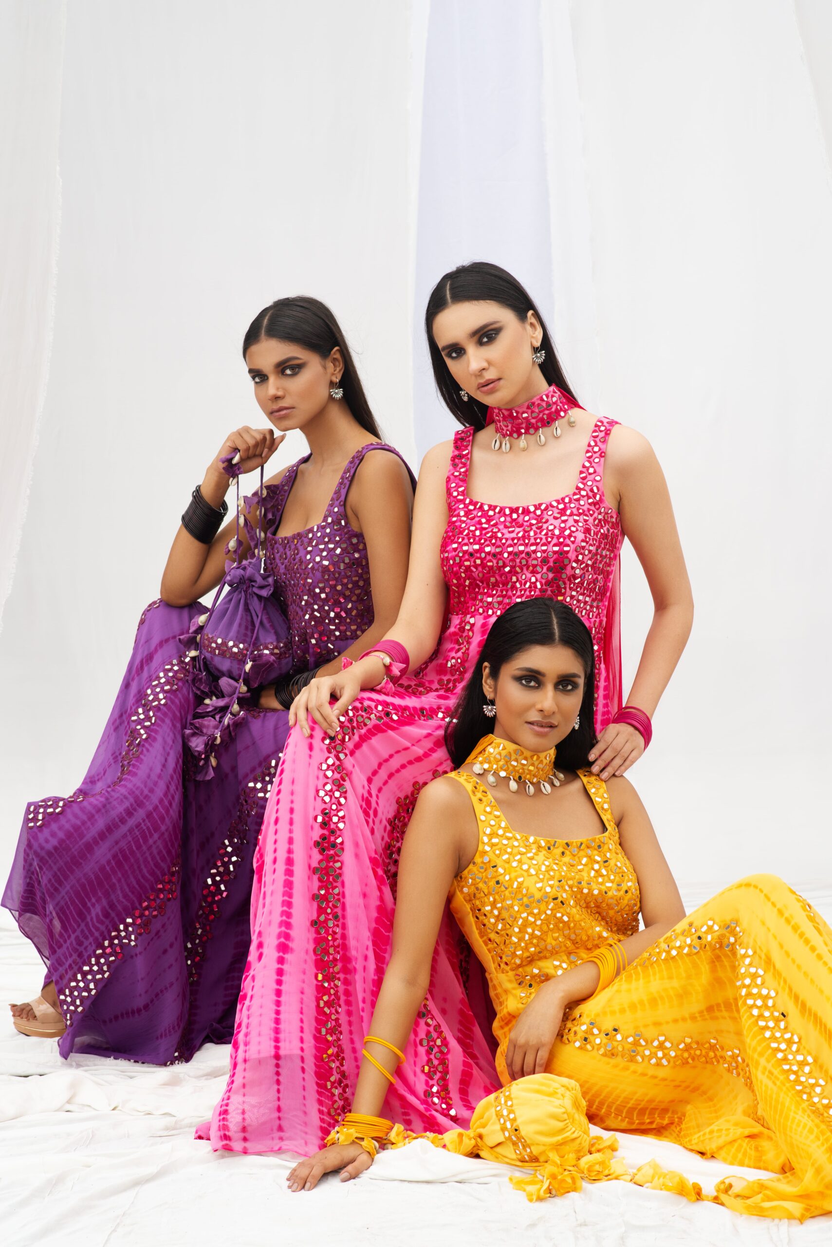 CLASSIC ANARKALI WITH DUPATTA HAVING UNIQUE TEXTURES AND MIRROR WORK - Image 4