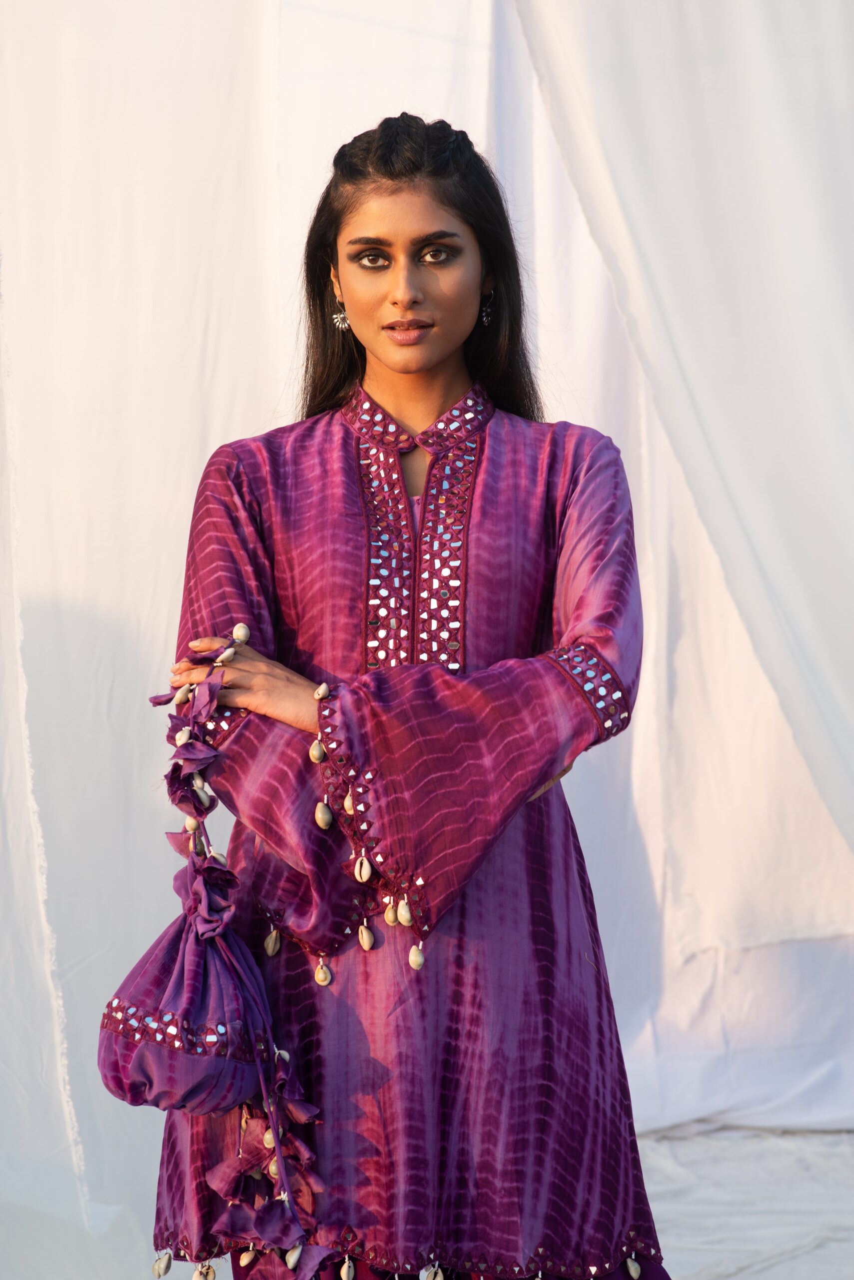 A - LINE KURTA IN BELL SLEEVES WITH DHOTI PANTS - Image 6
