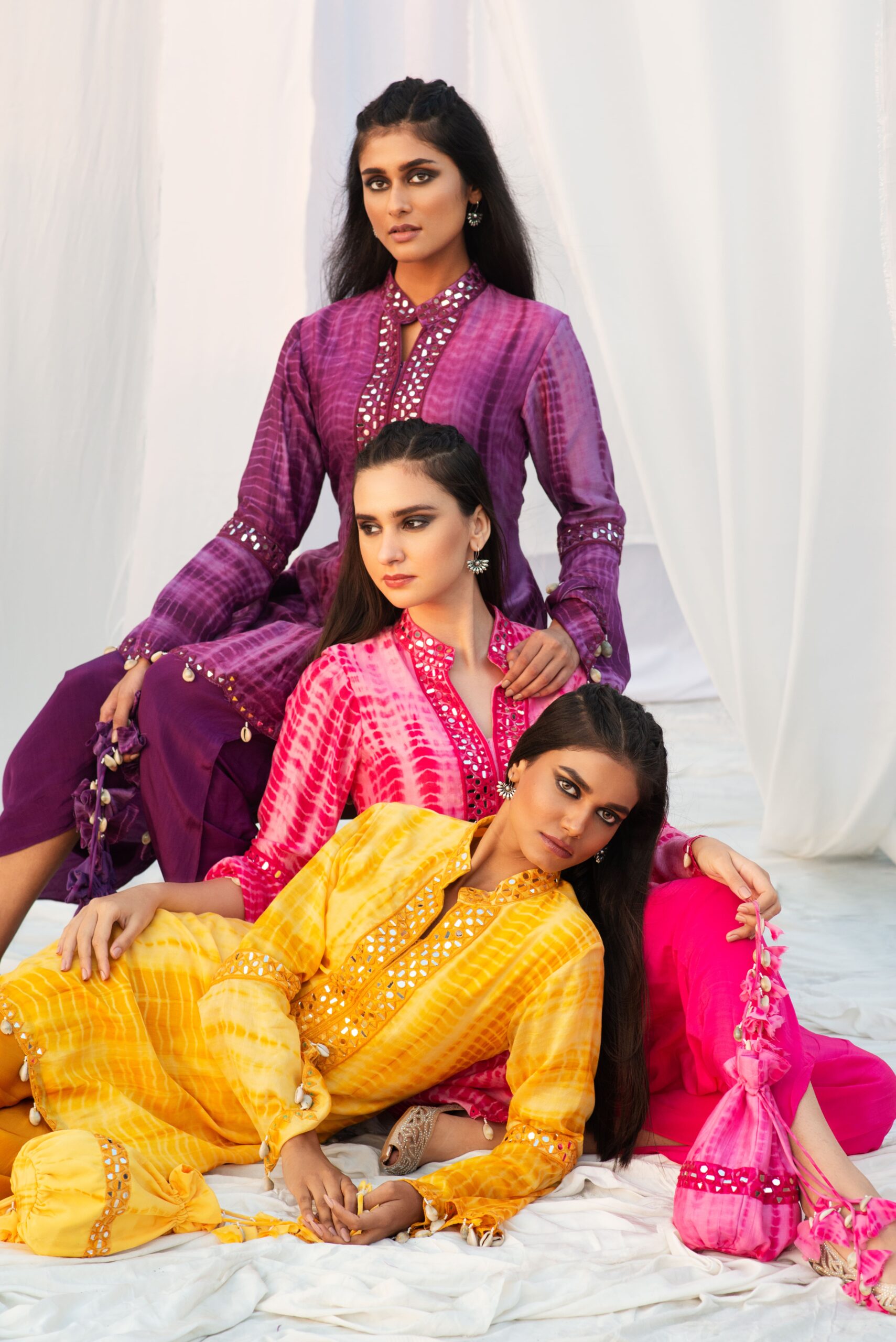 A - LINE KURTA IN BELL SLEEVES WITH DHOTI PANTS - Image 9