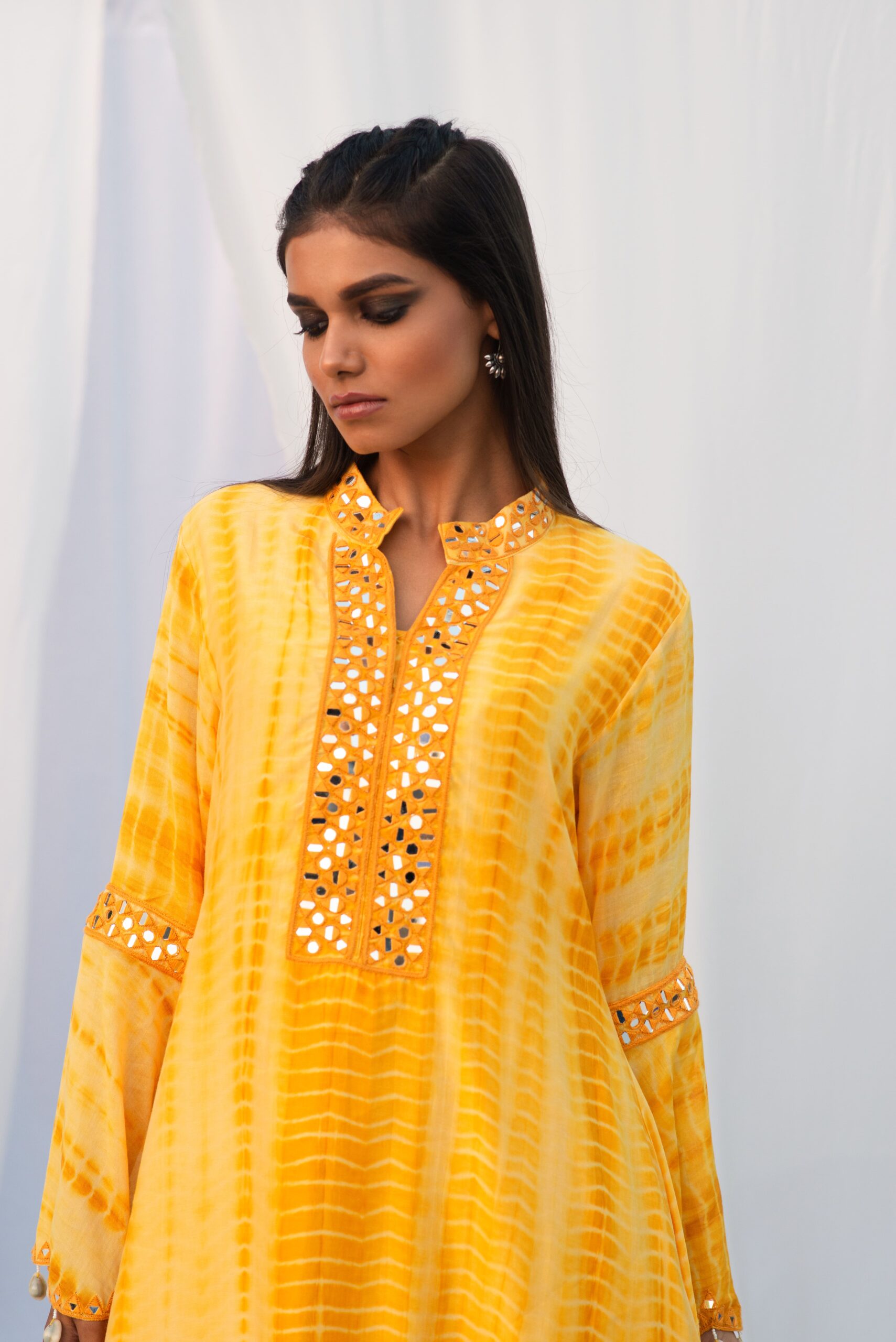 A - LINE KURTA IN BELL SLEEVES WITH DHOTI PANTS - Image 10