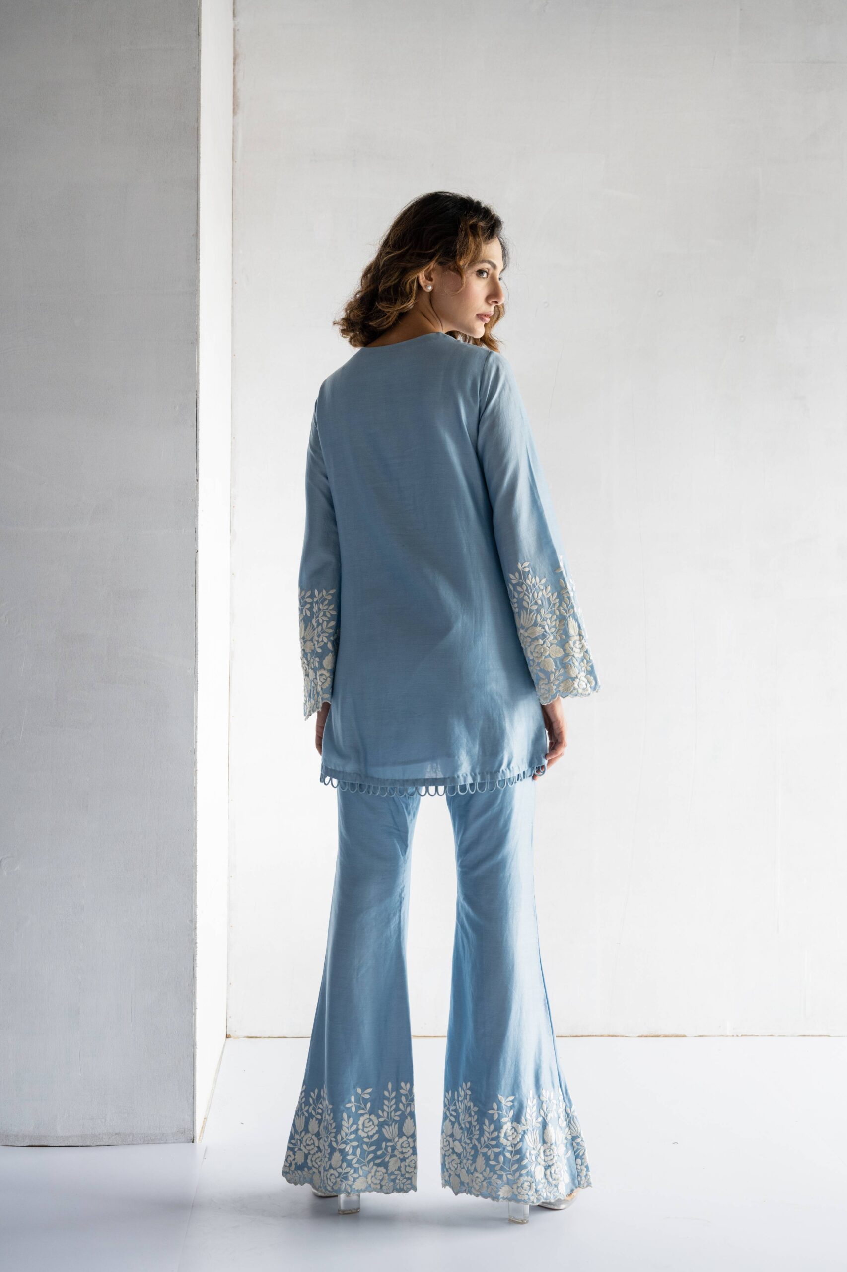 PINK-THREAD EMBROIDERY -PURE CHANDERI COORDINATE SETS - Image 2