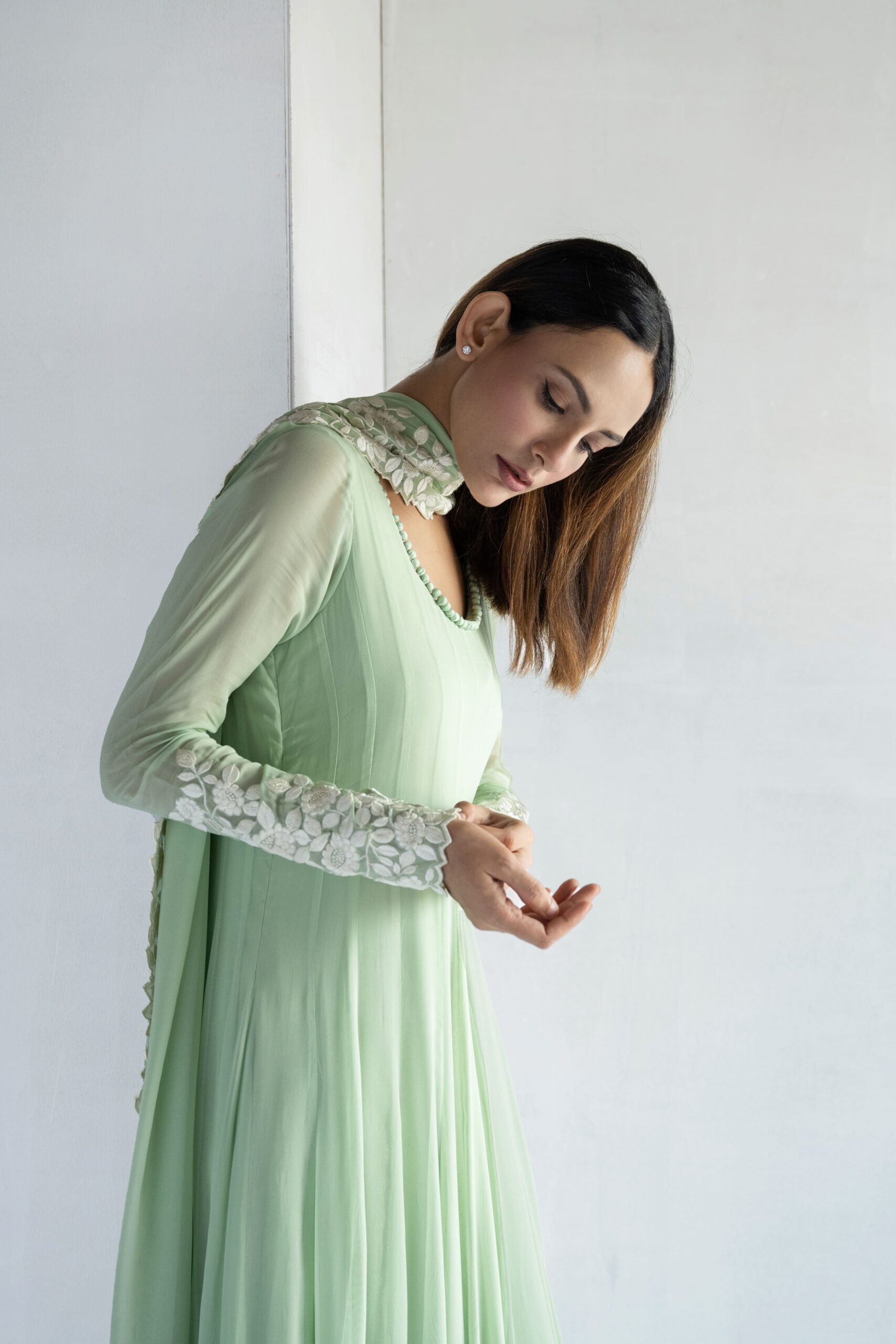 GREEN-THREAD EMBROIDERY -GEORGETTE ANARKALI - Image 2