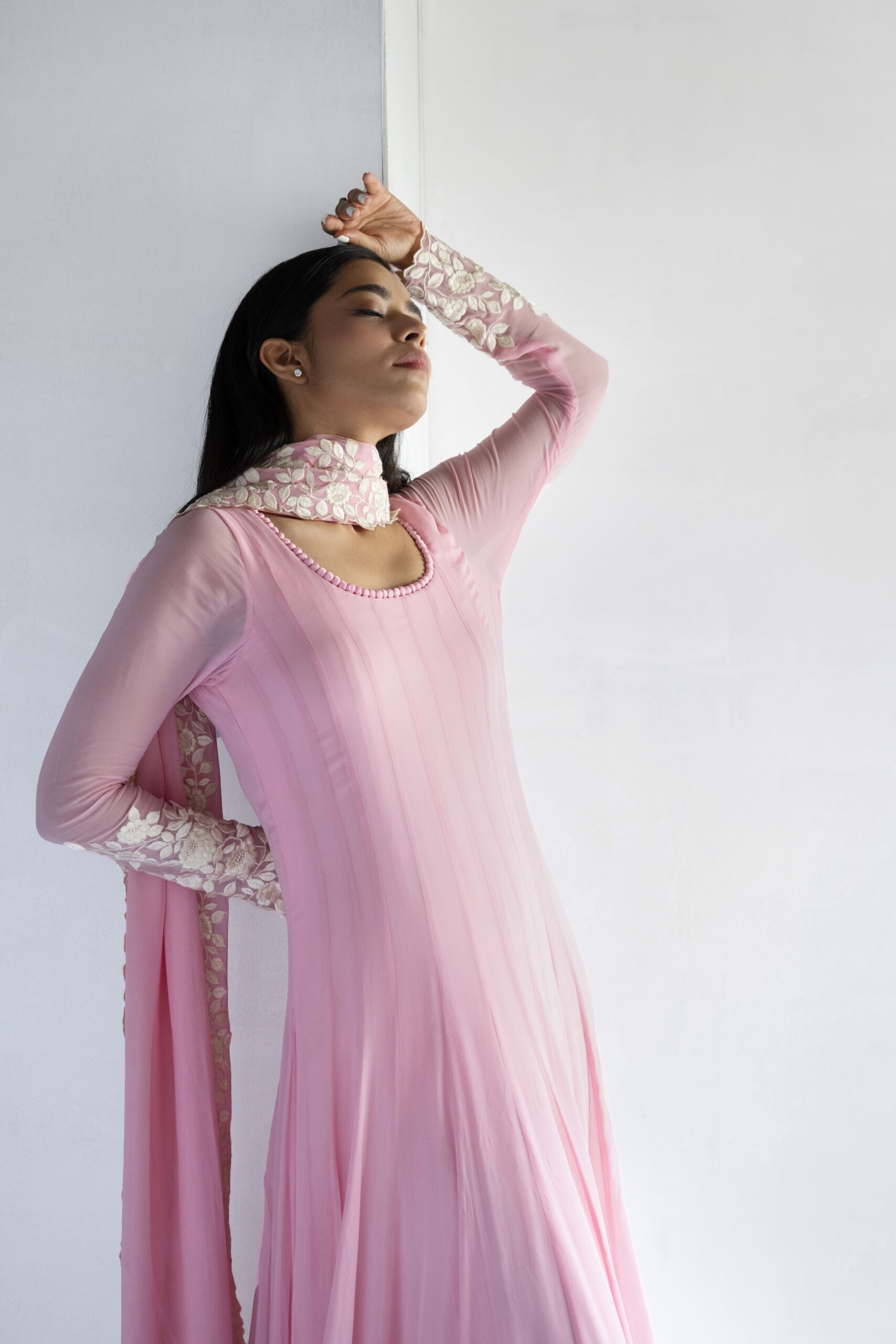 PINK-THREAD EMBROIDERY -GEORGETTE ANARKALI - Image 4