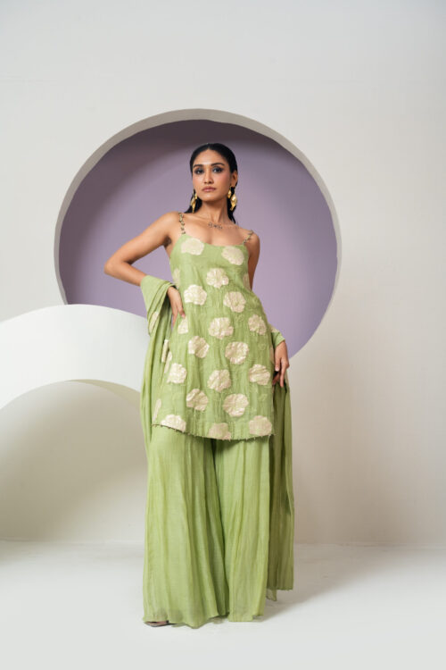 PURE MUL CHANDERI ALINE KURTA  SETS