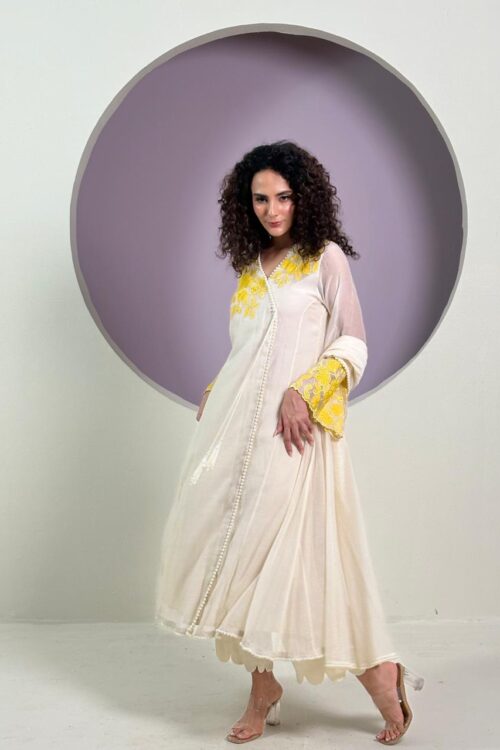 PURE MUL CHANDERI ANARKALI SETS