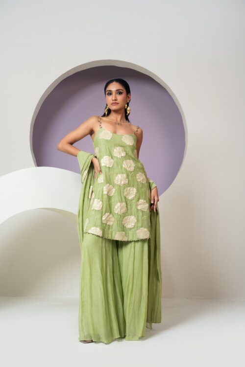 PURE MUL CHANDERI ALINE KURTA  SETS